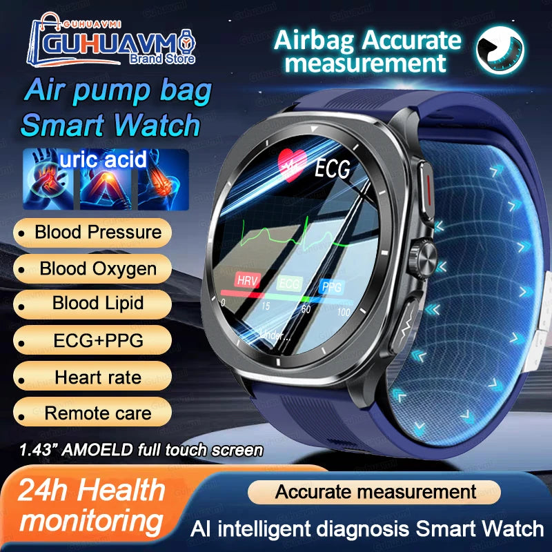 NEW Sapphire Smart Watches Blood Pressure Health Monitoring Blood Lipid Uric Acid ECG PPG NFC Call Health Smartwatch For Android iOS Sports Health Care Supplies