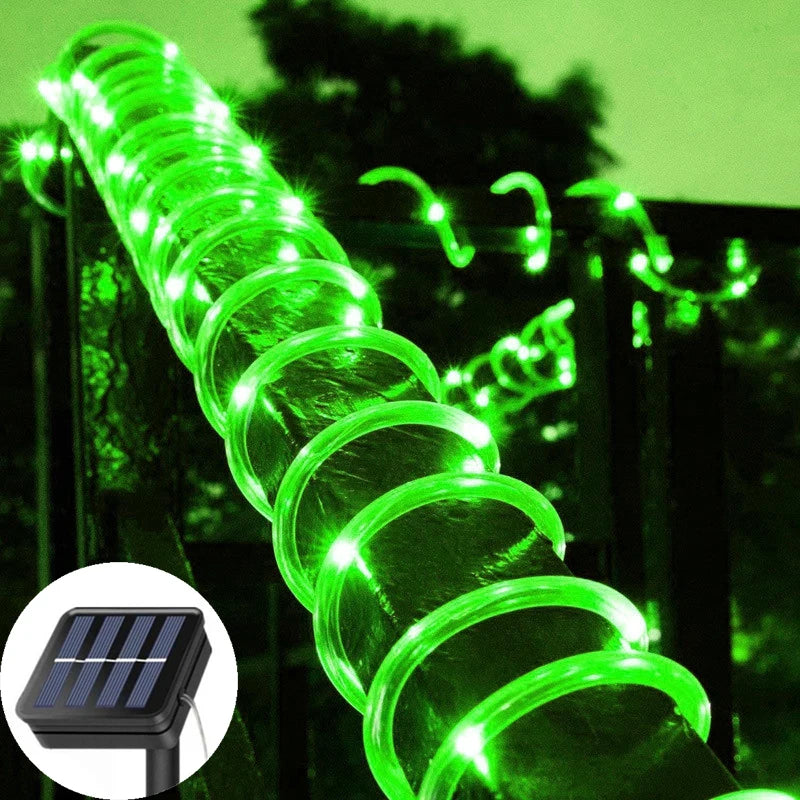 22M -200 LED 5 Colors Solar Rope Lights Solar LED Light Path Deck Outdoor Garden Solar String Lights Waterproof Outdoor Lighting Strips 8 Light Modes