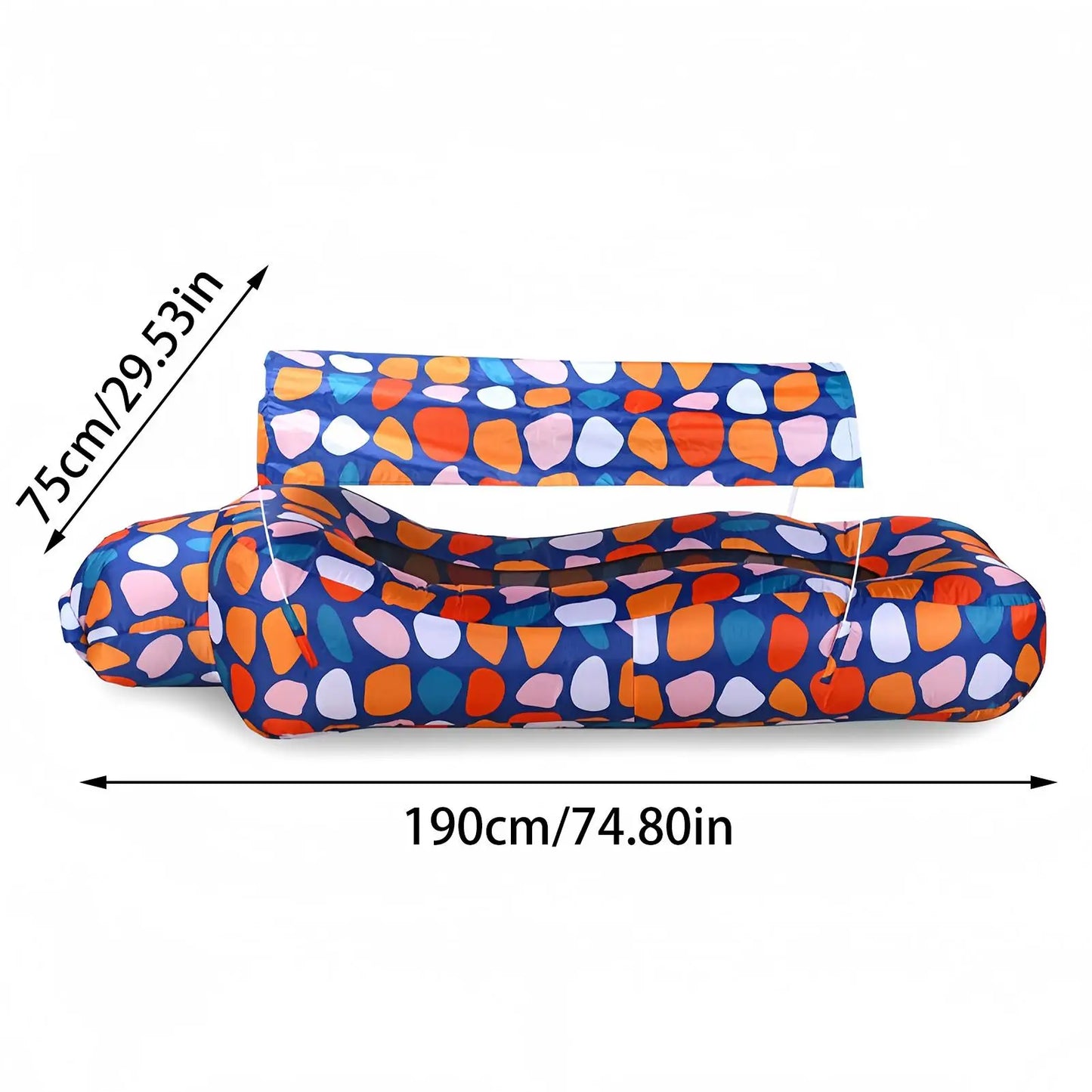 Inflatable Beach Camping Lounger Air Sofa With Sun Shade No-Pump Blow Up Couch For Outdoor Camping Hiking Picnic Vacation