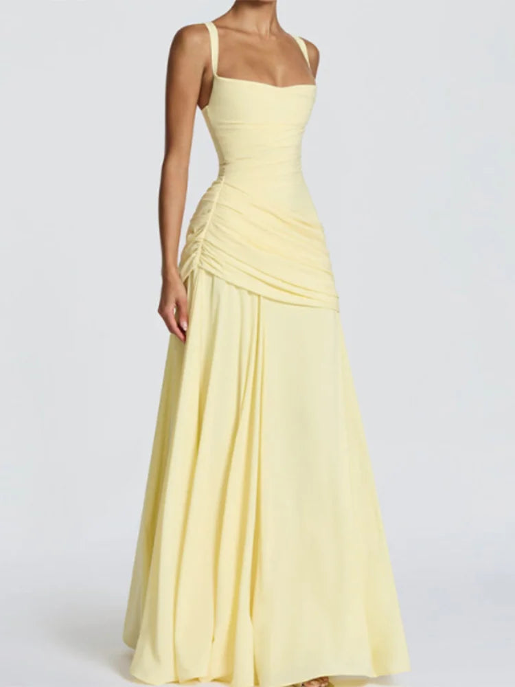 7 Colors Elegant Strapless Women's Dresses Sleeveless Waist Cinching Pleated Split Party Dress Spring Summer Evening Party Trendy Female Fashion