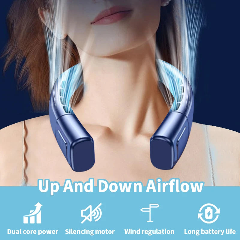 4 Colors Neck Powerful Fan, Neck Cooling Device, Strong Wind  Noiseless Quiet, Long Battery Life, Summer Cooling Must-Have Item