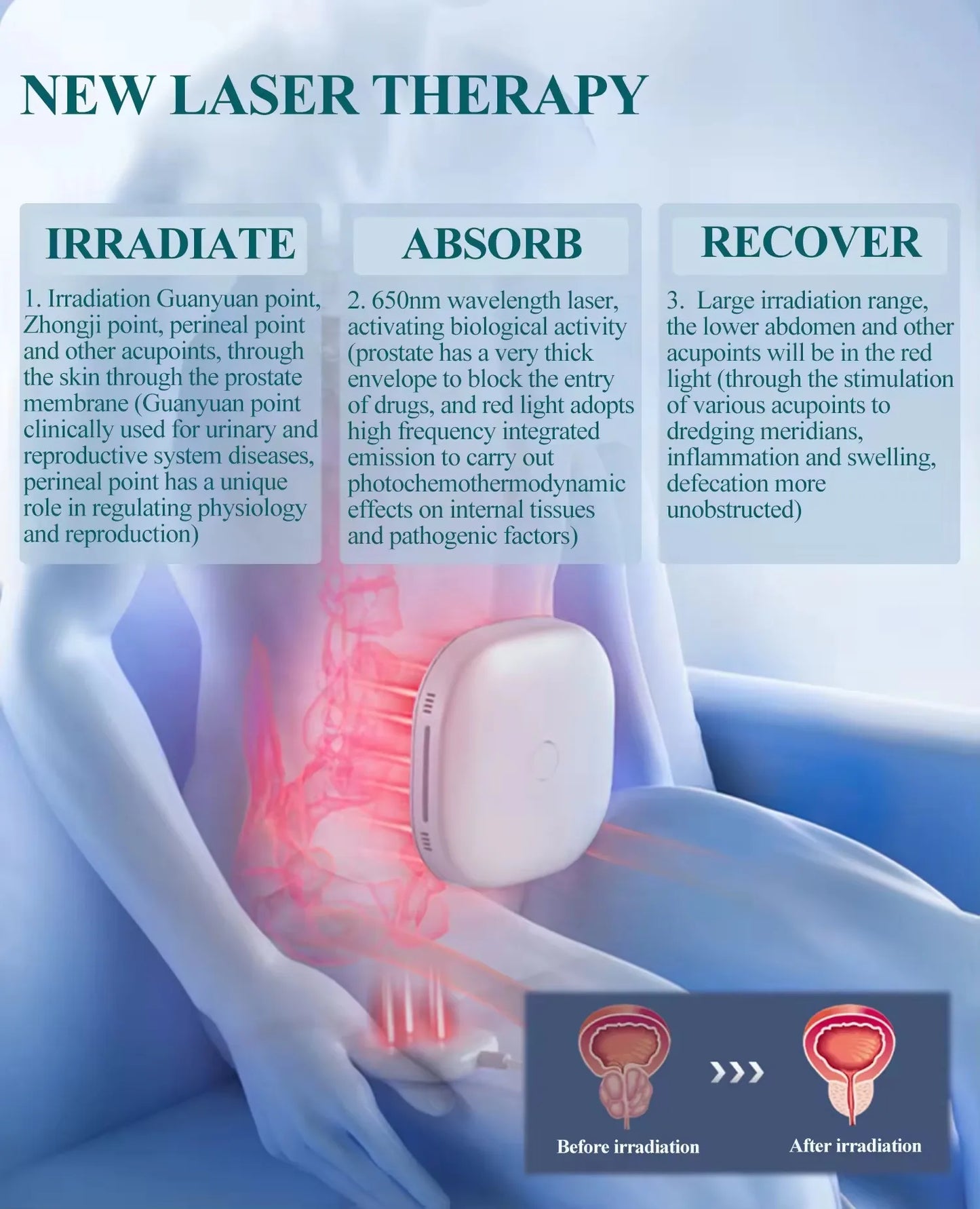 Household Prostate Gland laser treatment laser ablation of  prostate tissue Prostate Massager