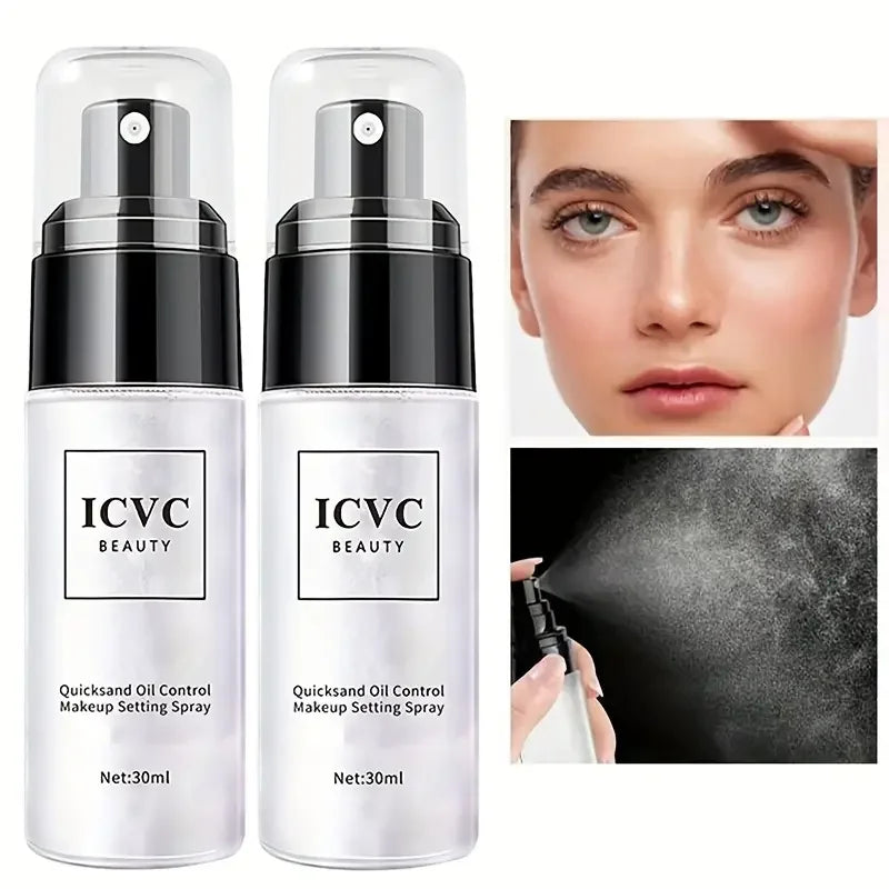2PCS Set Professional Makeup Setting Spray, Oil-Control Fixation Spray Makeup, Long-Lasting, Natural Matte, Refreshing Cosmetics For Women