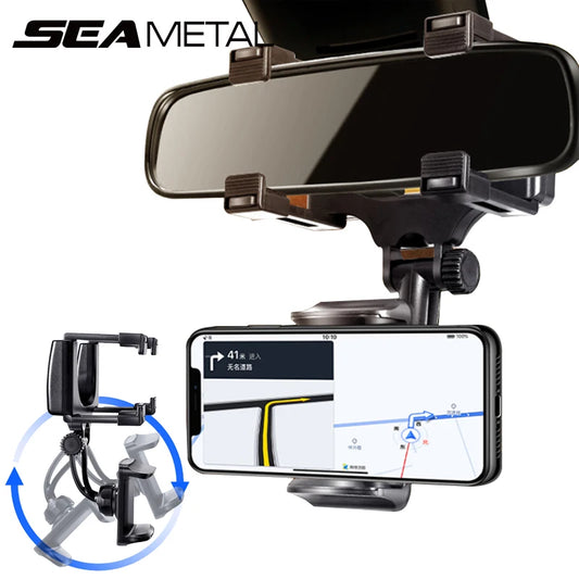 NEW Rearview Mirror Phone Holder for Car Free Rotation Adjustment Phone Mount Stable Gripper Smartphone Navigation Bracket