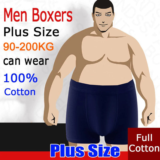 90-200kg Men's Boxers Shorts Plus Size Underwear Full Cotton Fabric High Quality