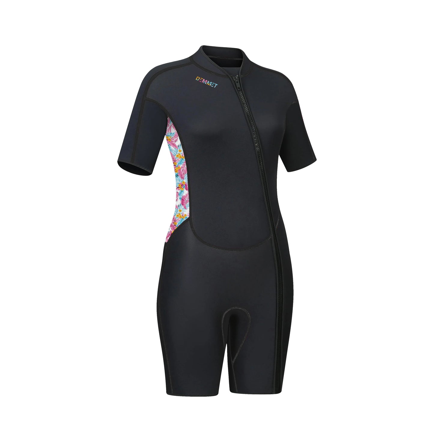 1.5MM Neoprene Women's S-XL Wetsuit Short-Sleeve Full Body Diving Scuba Suit Women Printed Front-Zip UV Sun Protection Warm Swimming Snorkeling Training Suit Water Sports Apparel Clothing Supplies