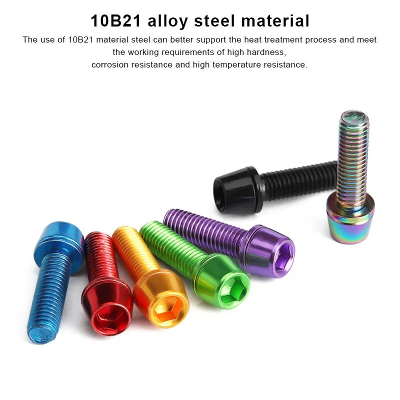 Bicycle Handlebar Screws M5 18MM 6 PCS/SET Titanium Plated Colorful Stainless Steel For MTB Road Bike Stem Riser Screw In Bolts