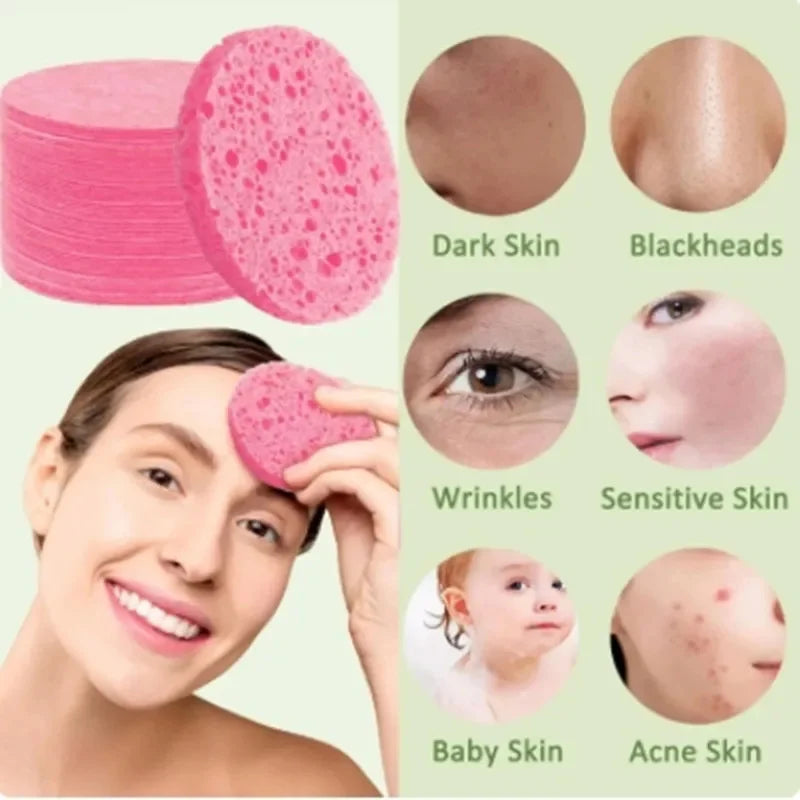 NEW Arrivals Reusable Round Facial Sponges Pad Set - 10/20/50/100PCS Natural Compressed Exfoliating Cleansing Pads for Face Cosmetic Puff Accessories