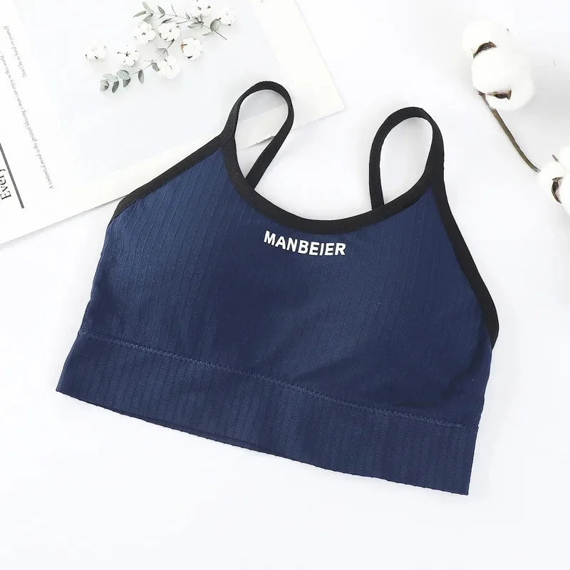 NEW Arrivals 12 Colors Girls Strapless Bra with Chest Pad Women's Outdoor Running Wear No Steel Ring Yoga Sports Wrap Chest Anti-Light Vest Beautiful Back Underwear