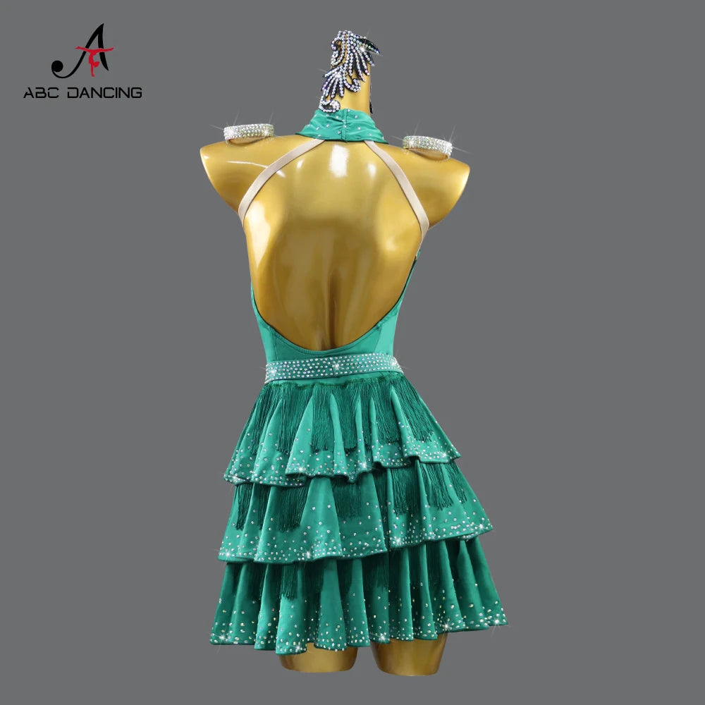 NEW Arrivals Adults-Girls 2XS-2XL Luxury Dance Costume with Jewelry Ornaments Latin Dress Party Samba Women Line Suit Sexy Ballroom Competition Dancing Practice Clothes Prom Fringe Dresses