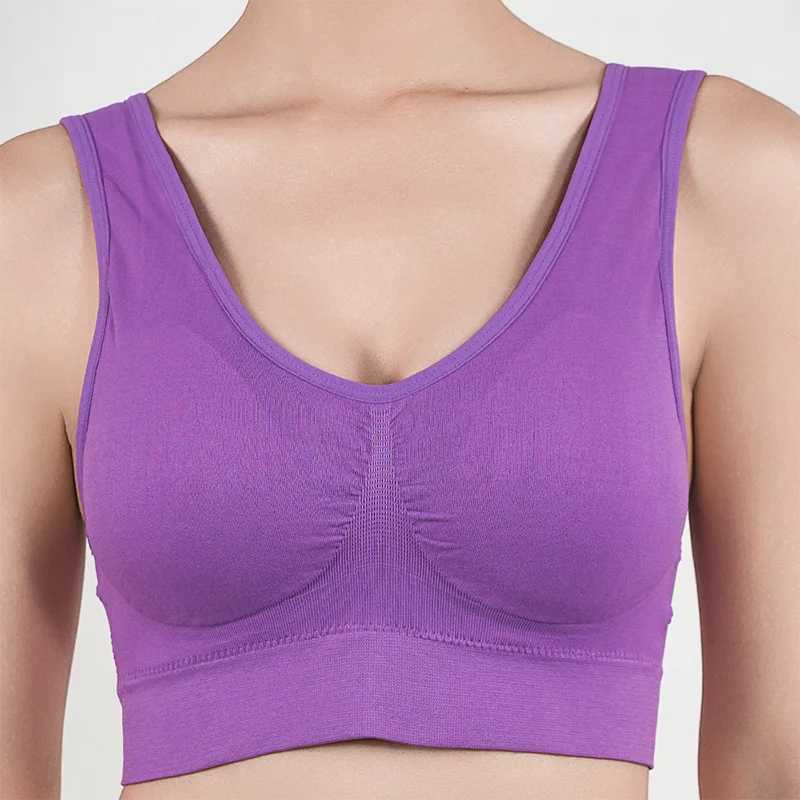 S (45-55kg) - 5XL(115-123kg) UK Plus Size Women's Push Up Yoga Pilates Bras Running Gym Seamless Breathable Vest Top Removable Padded  Anti-Sagging Upper High Elasticity Sport Brassiere