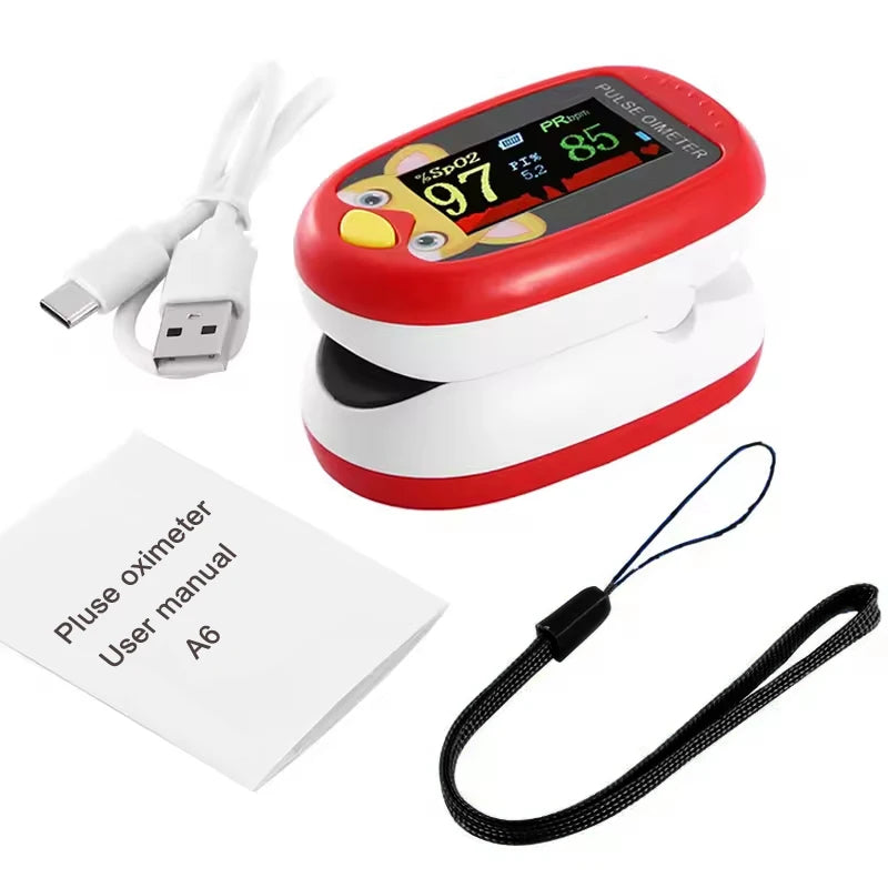 2 PCS Set USB Kids Infant Finger Oximeter Or Non Contact Infrared Forehead Thermometer Digital LCD Fever Detector Heart Rate SpO2 Electronic Monitor Medical Devices Health Care Supplies.