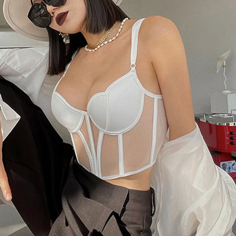 CINOON Women Push UpTransparent Lingerie New Sexy Shaper Bra Thin Beauty Back Underwear Female Fishbone Gauze Bralette