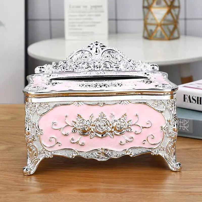 1pc European Antique Romantic Tissue Box, Home Kitchen Living Room Bedroom Dining Room Hotel KTV Office Desktop Decoration Tissue Storage Box