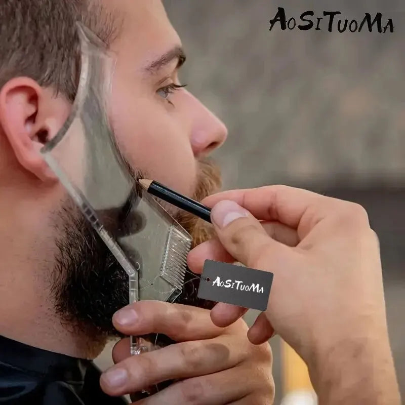 Beard Styling Comb Clear Beard Ruler Men's Care Comb Sideburns Beard Trim Contour Tool