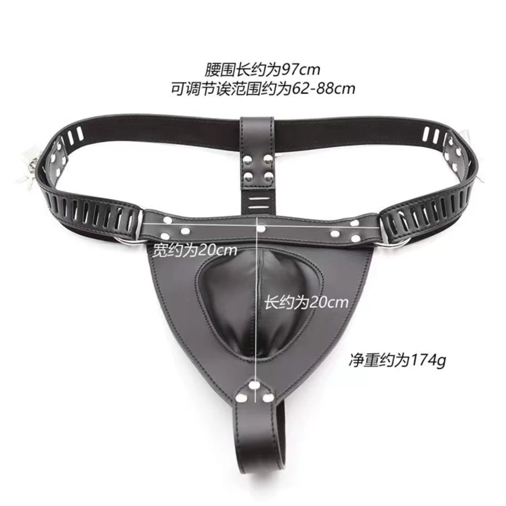 Sexy Underwear Leather Shorts Men's Chastity Pants Bondage Leather Pants Bondage Toy Men's Costume