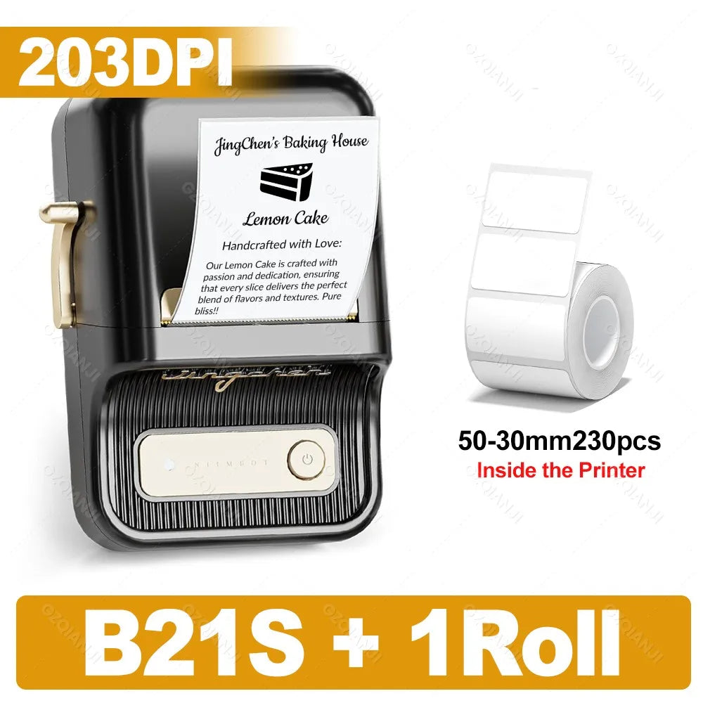 B21 PRO Mini Adhesive Label Printer Wireless Portable Thermal inkless Maker Photo Barcode Price Tag Sticker 200 300dpi
