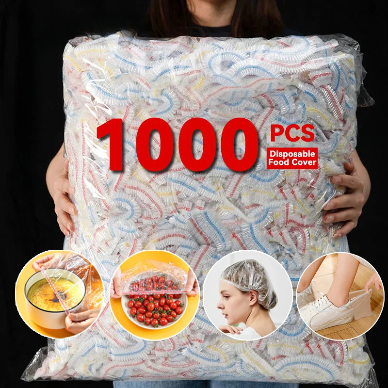 NEW 1000 PCS Set Plastic Food Cover Bags Food Grade Fresh-Keeping Travel Transparent Packaging Bag Reusable Wrap Kitchen Disposable Colorful Cling Film