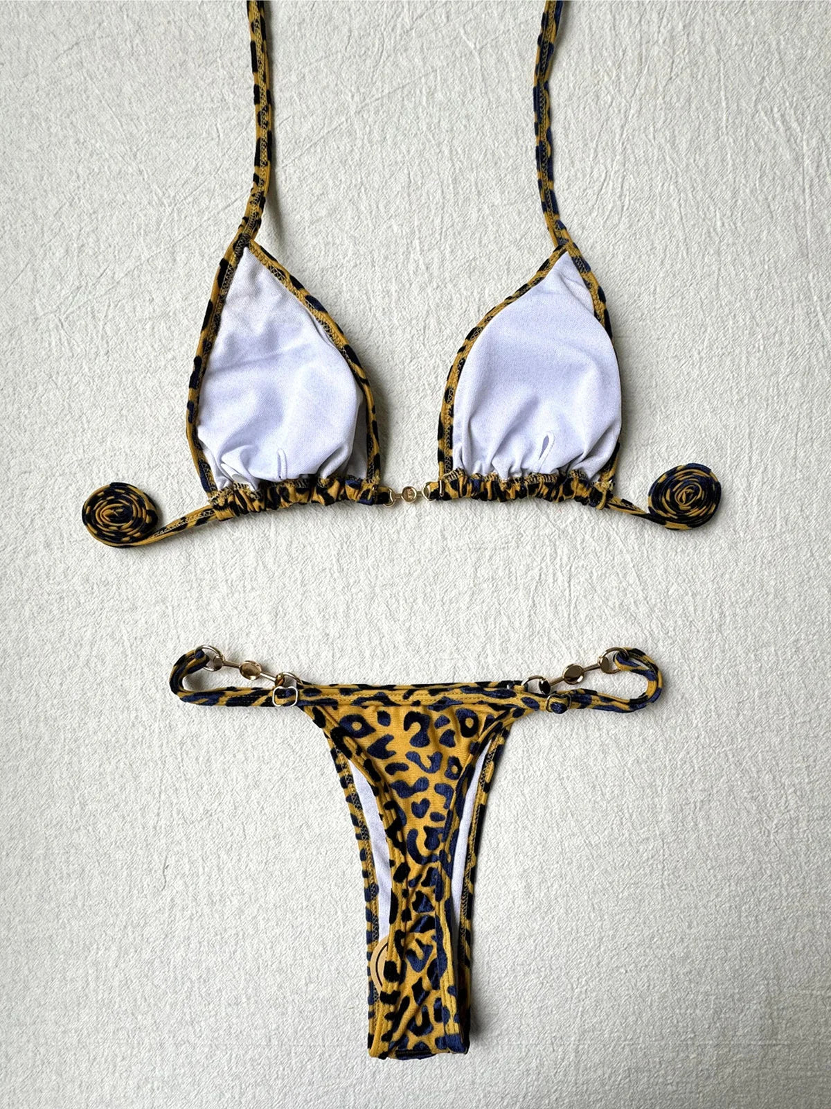 Sexy Leopard Halter Mini Micro Thong Bikini Women Swimwear Female Swimsuit Two-pieces Bikini set Bather Bathing Suit Swim K5207