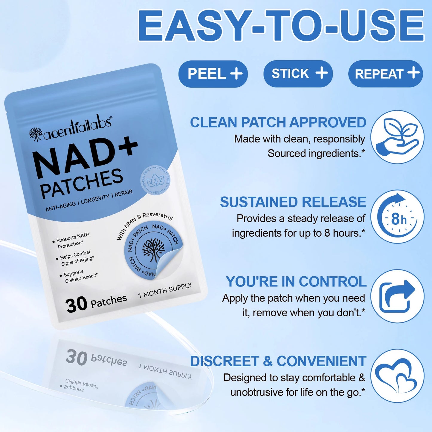Buy 10 Get 12 Free  NAD+ Weight Management Assistance Patch Easy To Use Body Weight Loss Sticker Women Men Body Care Patches Set Body Care Accessory Sets Health Care Supplies