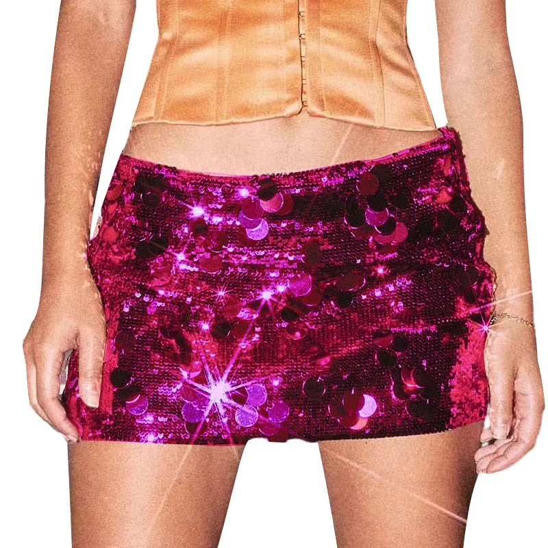 UK Size 5 Colors Women Sparkle Sequin Mini Skirt Glitter Shinny Bodycon Pencil Short Skirts Dancing Party Going Out Skirt Y2K Fashion Streetwear