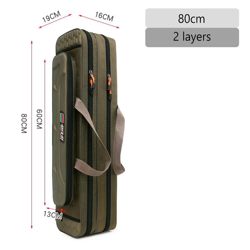2/3/4 Layers Top Quality Multi-Functional Hard Spinning Fishing Rod Bag Carrier 2/3/4 Layers 80CM-130CM Fishing Tackle Lures Carrying Bags 1680D Oxford Reel Gear Storage Case Organizer Fishing Tools Supplies