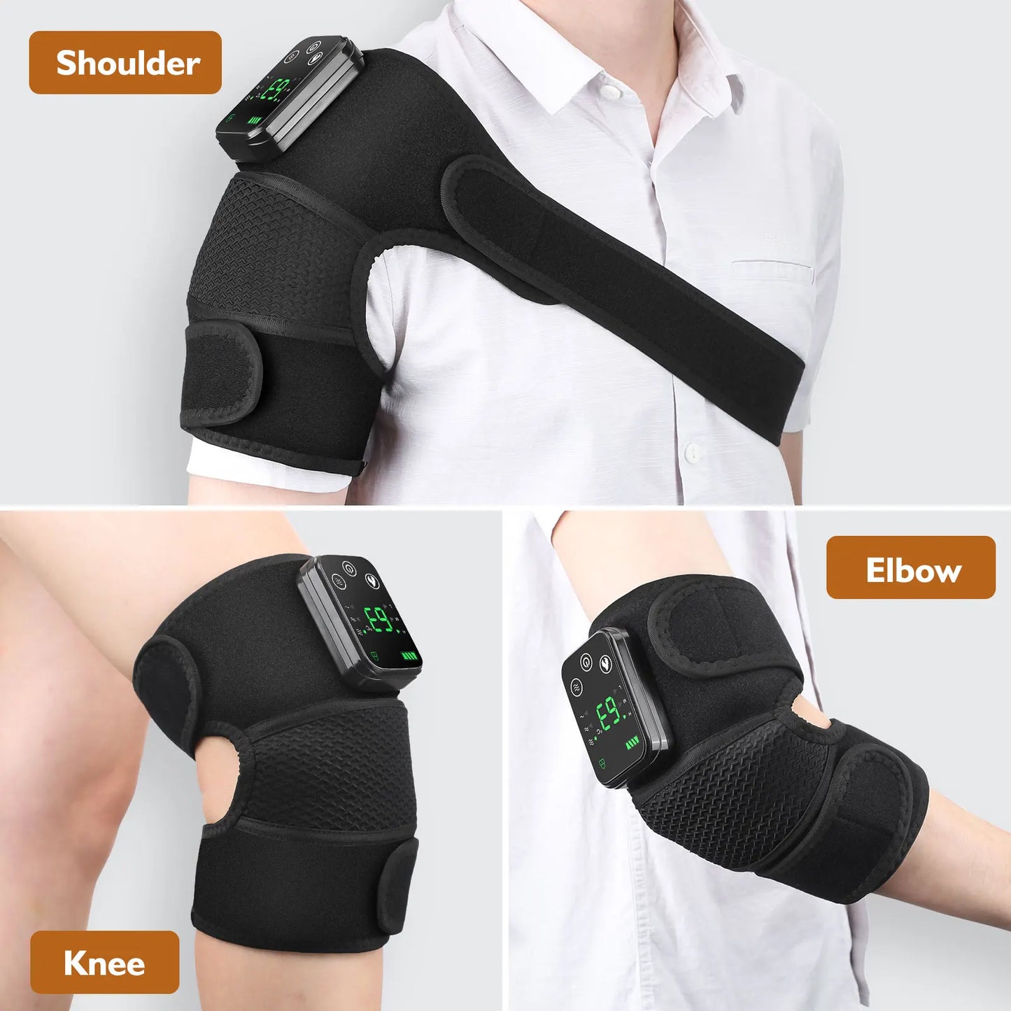 NEW 1-2 PCS Set 4000mAh Rechargeable Knee Massager 3 Gear Vibration Massage Adjustable Shoulder Brace Electric Heating Pads Leg Knee Warmer Health Care Supplies