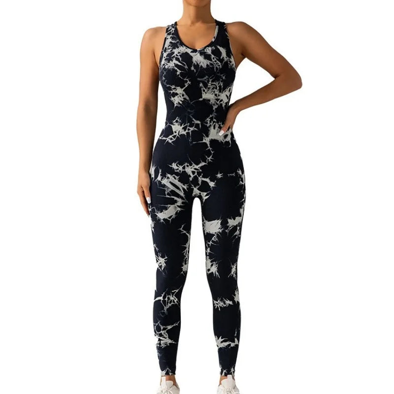 Tie-Dye Yoga Jumpsuit, and Hip Lift, Trousers, Seamless Breathable Leggings, Sports Fitness Wear Women Set Yoga Women