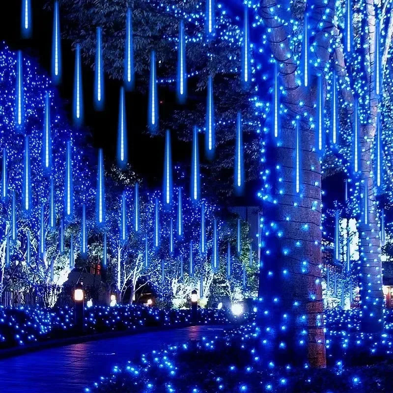 NEW 4 Pack Set 50cm 8 Tube LED Meteor Shower Lights Christmas Festoon Lights Fairy Garland Waterproof Garden Holiday Decoration