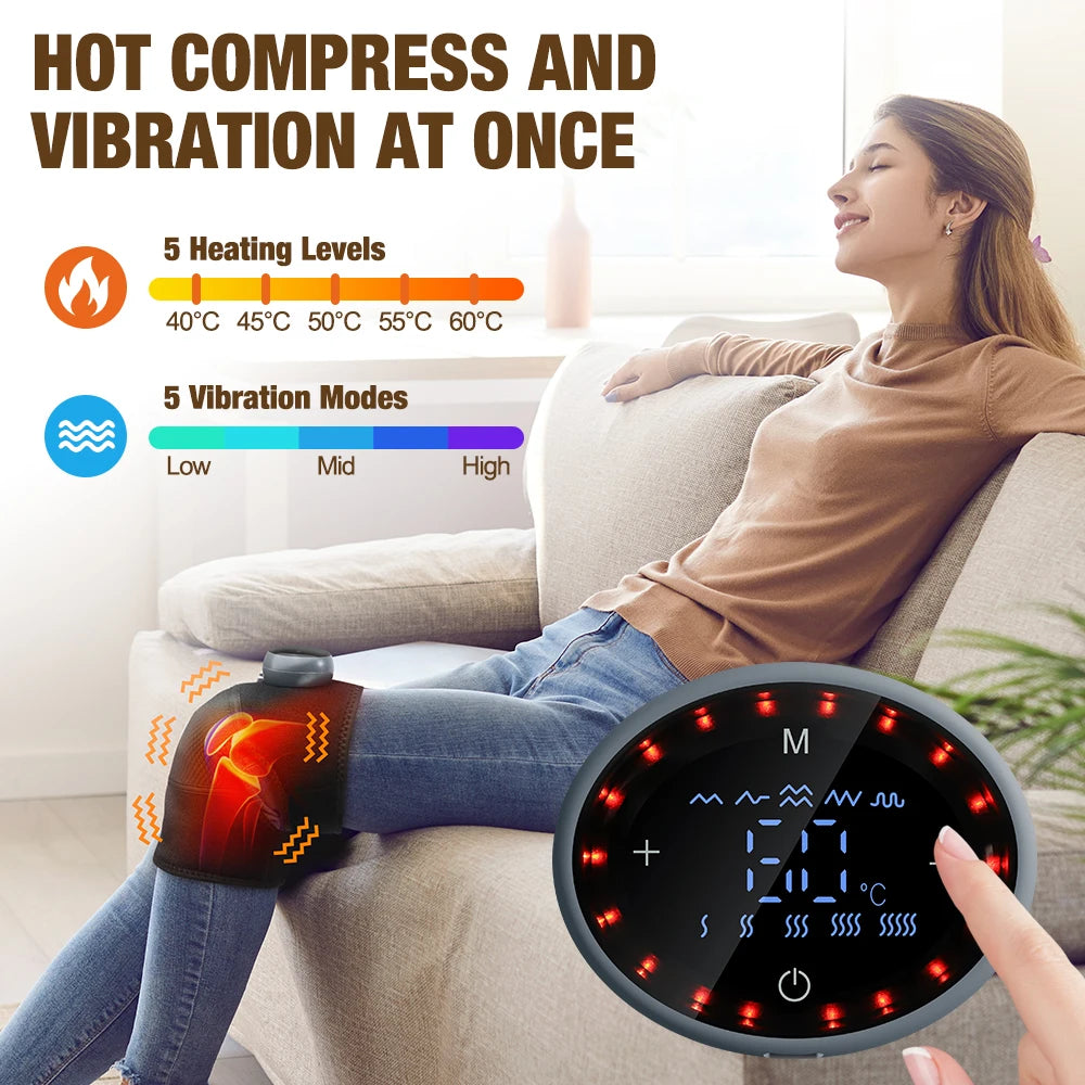 NEW 1-2 PCS Set 4000mAh Rechargeable Knee Massager 3 Gear Vibration Massage Adjustable Shoulder Brace Electric Heating Pads Leg Knee Warmer Health Care Supplies