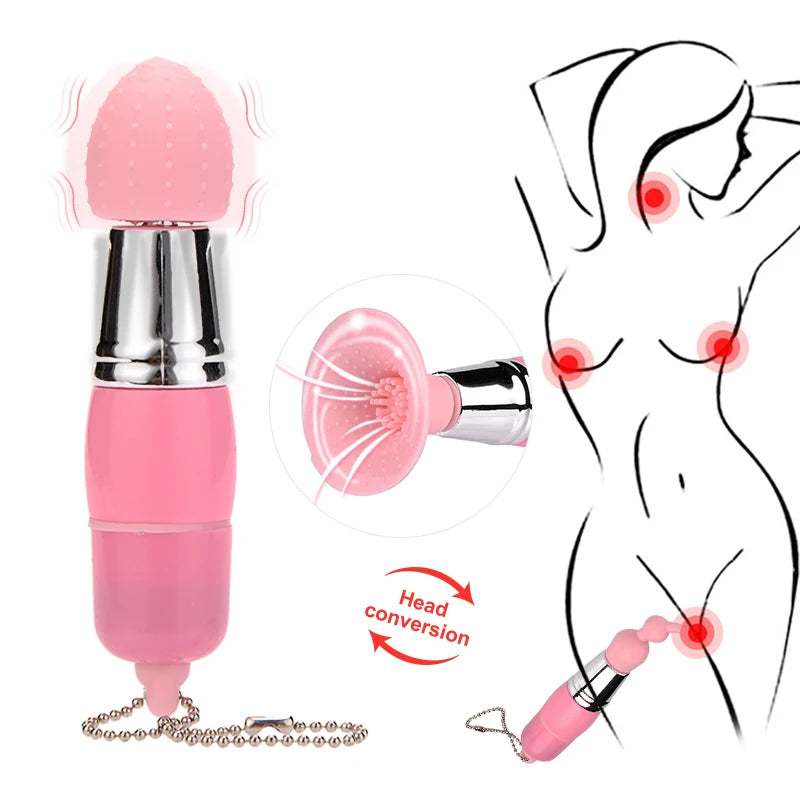 Mini 3 In 1 Vibrator Nipple Clitoris G-Spot Sucking Stimulator Bullet Vibrator G Spot Massager Vibration Oral Licking Sex Toys For Women Men