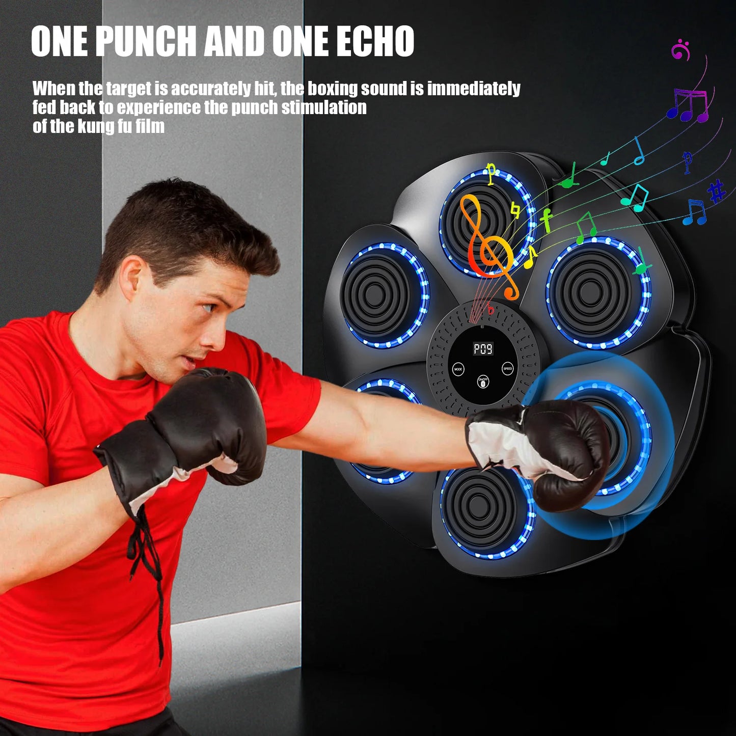 Home Gym Smart Bluetooth Music Boxing Machine Gloves-9 Modes Training, Decompression, Fighting Fitness Home Boxing Wall Target, Adults & Kids Sports Accessories