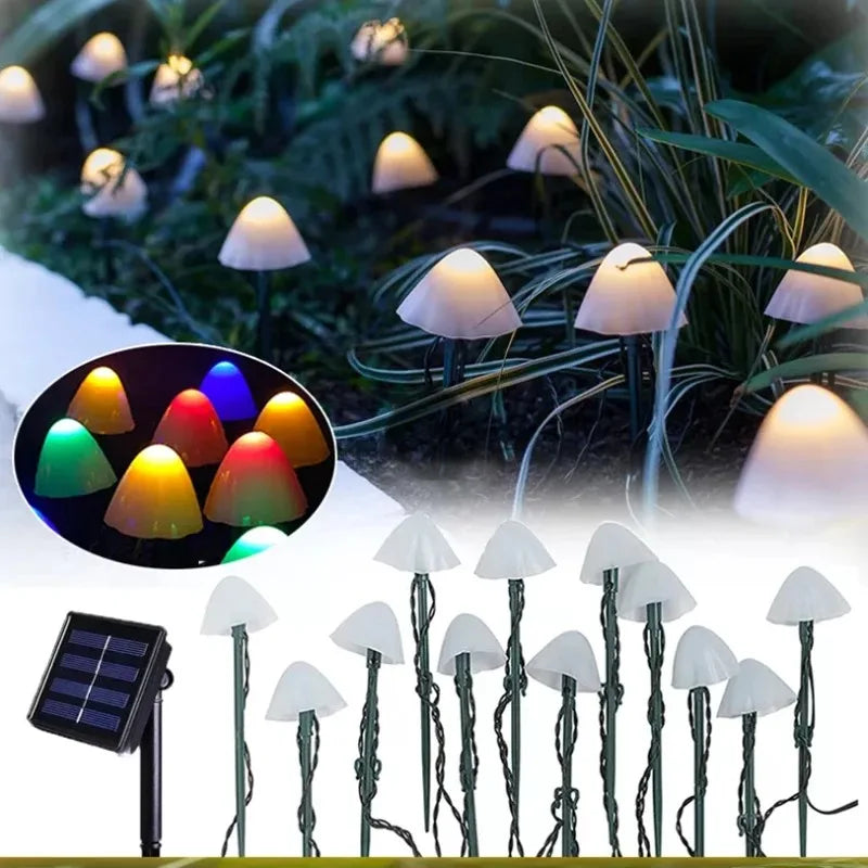 6,5M 30 LED Solar Lights String Mushroom Lawn Fairy Lights LED Solar Lamps Outdoor For Garden Patio Terrace Path Landscape Decoration Lamps