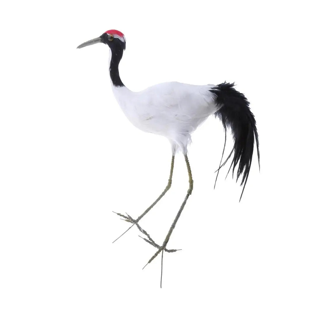 Artificial Red-crowned Crane Birds Figurine Realistic Home Garden Decoration