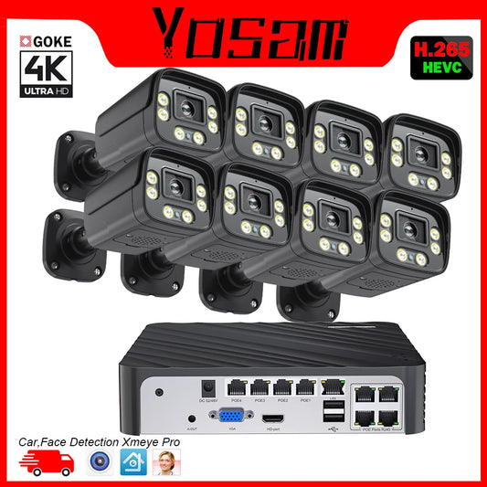 H.265 4K Ultra HD POE Video Surveillance System 8CH NVR Recorder 4K 5MP Outdoor PoE IP Security Camera Audio Recording CCTV Kit