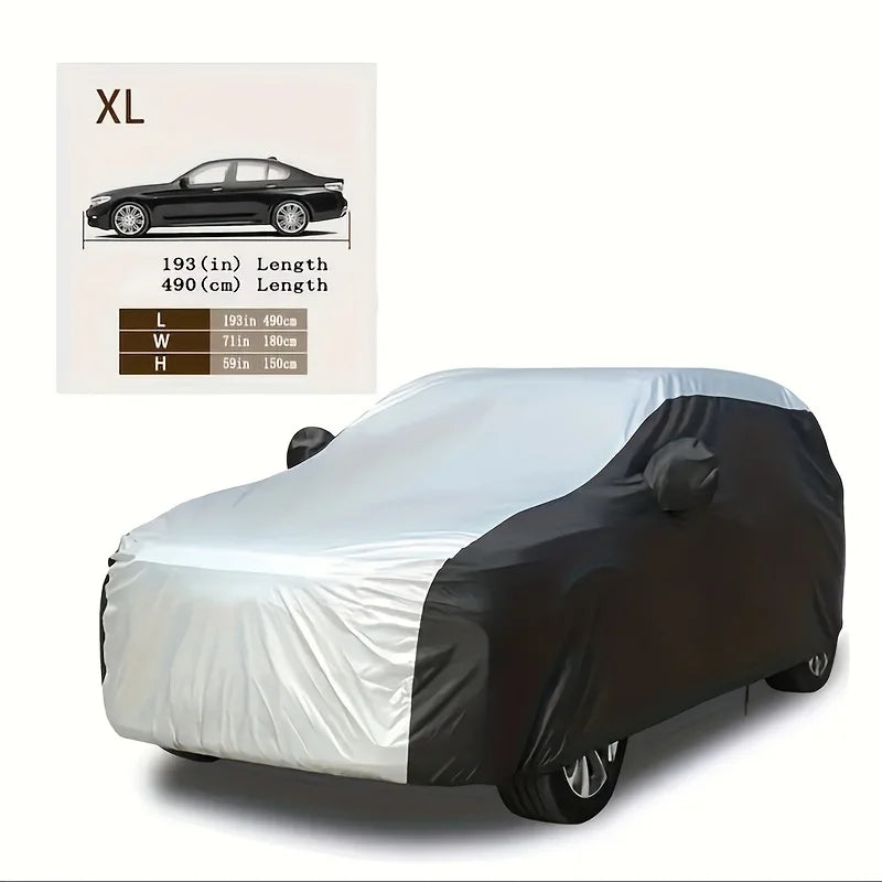 NEW Silver/Black  XL-XXL Size Exterior Car Cover Universal Waterproof Dustproof UV Protection Car Protective Cover for Sedan SUV Full Car Covers