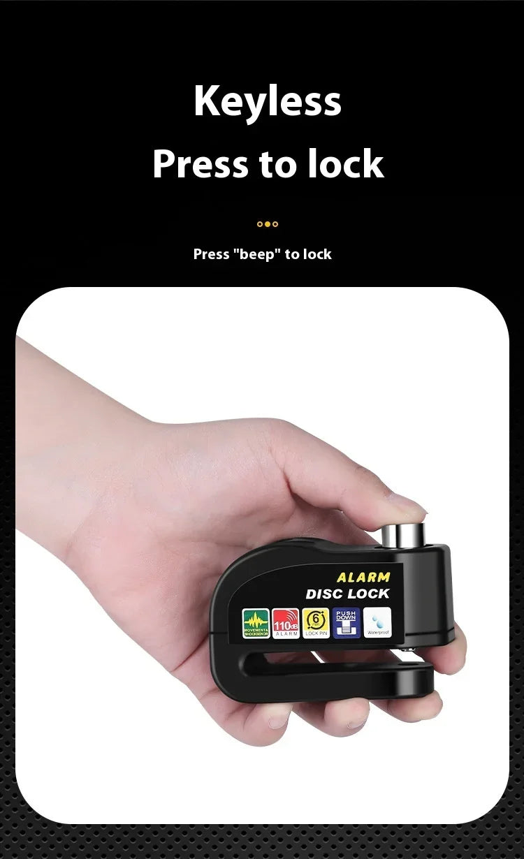 NEW Arrivals Blue/Black Color  Bicycle Motorcycle Scooter Electronic Alarm 110dB Lock Disc Brake Lock For Motorcycle Bicycle High Security Weatherproof Easy To Use