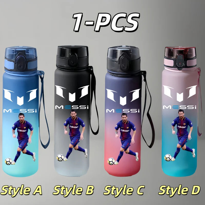 750ml Messi Cristiano Ronaldo Neymar Football Star Character Water Cup Large Capacity Outdoor Portable Leak-Proof Drinking Bottle Boys and Girls Gift Drinking Kettle Sports Accessories