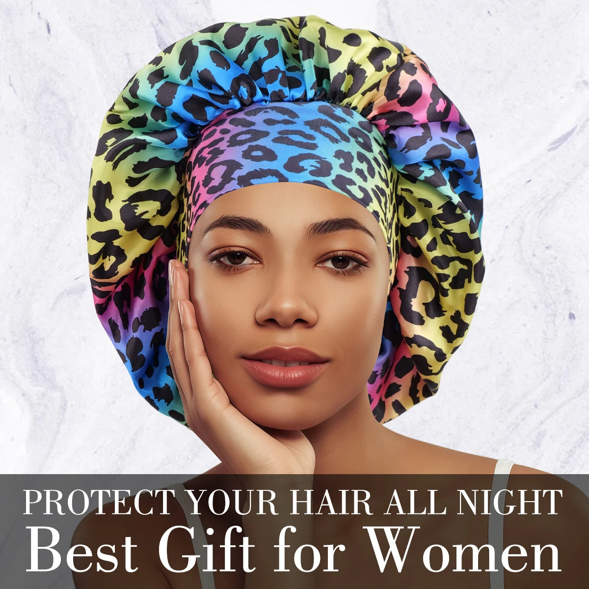 5 Colors Luxurious Women's Satin Sleep Bonnet All-Over Leopard  Nightcap for Hair Care And Fashion Style