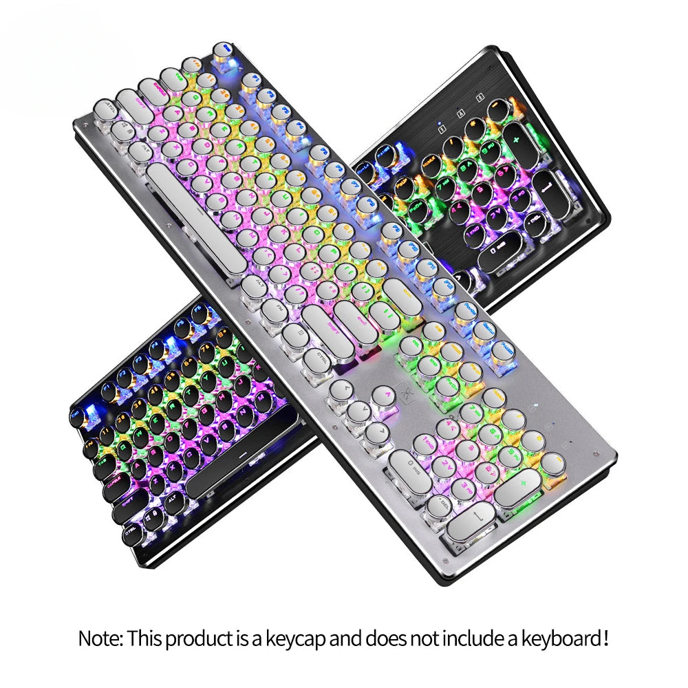 NEW HOT SALE 104 Keys  Mechanical Keyboard Keycap Personality Fashion Character Transparent Color Retro Round Plated Punk Universal Keycap Computer Laptops Accessories Supplies Electronics Products