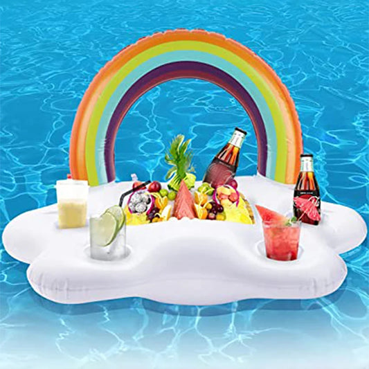 Floating Table Summer Party Bucket Rainbow Cloud Cup Holder Swimming Pool Inflatable Bed Float Beer Drinking Cooler Bar Beach