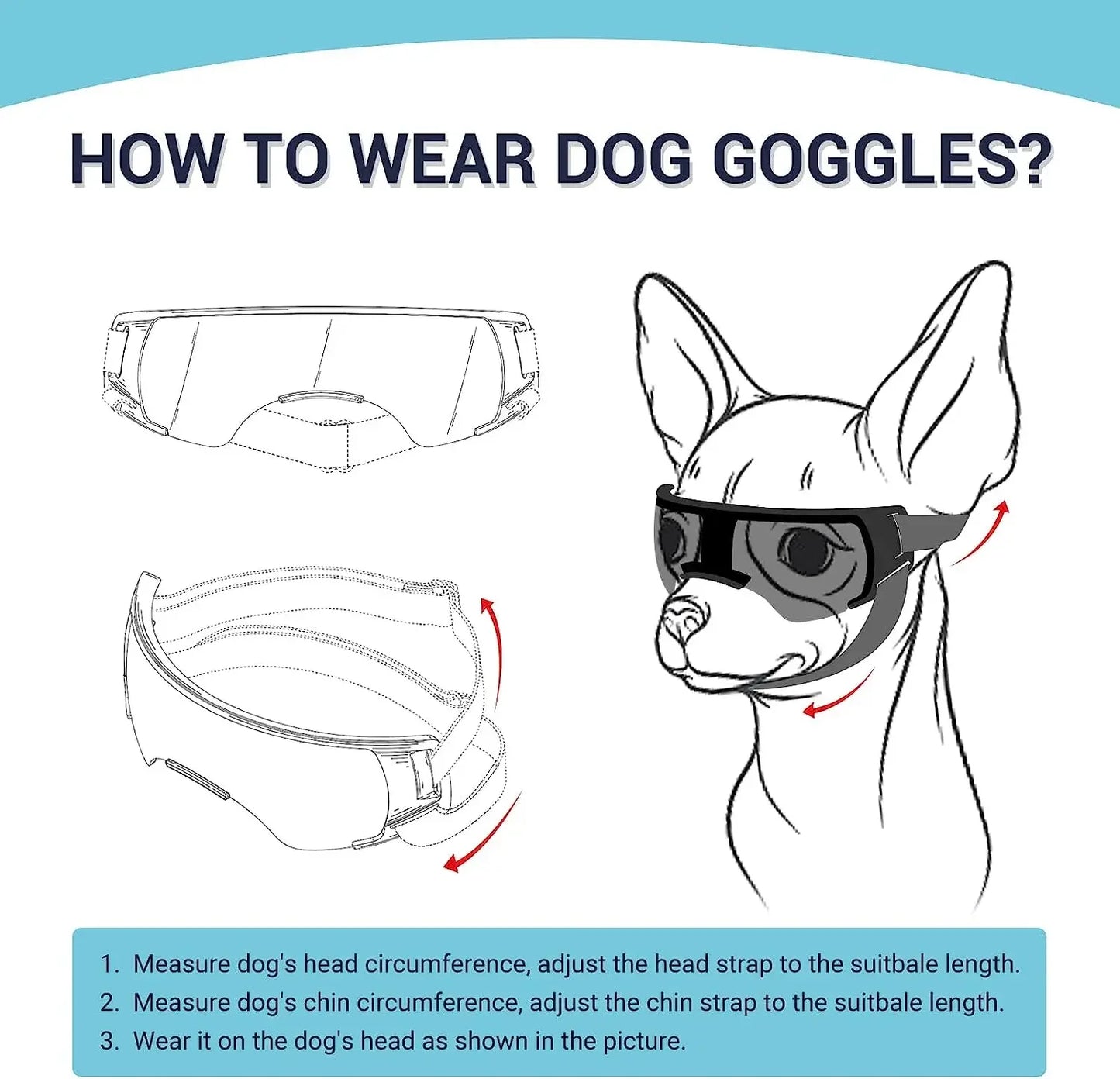 Dog Sunglasses Small Breed, Dog Goggles for Small Dogs Windproof Anti-UV Glasses for Dogs Outdoor Eye Protection, Blue