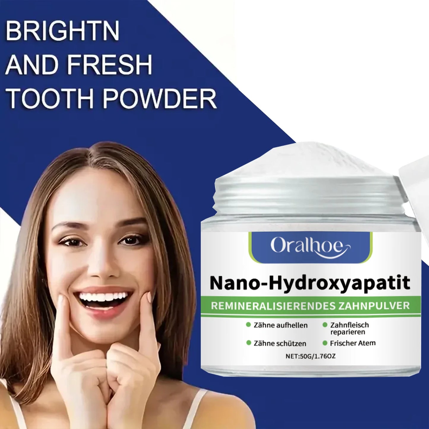 Buy 10 Get 12 Free  Whitening Tooth Powder with 10% Hydroxyapatite - Remineralizing, Cool Mint, Enamel Repair & Fresh Breath Oral Hygiene Sets Dental Supplies