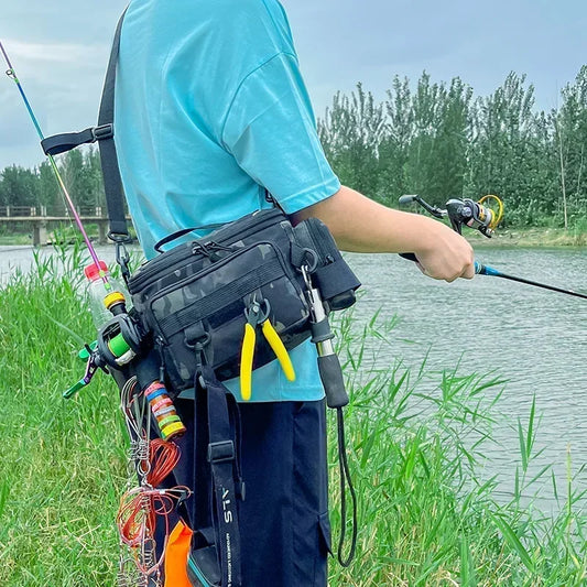 NEW Style Multi-Pockets Thickened Fishing Gear Top Quality Shoulder Bag Portable Fishing Rod Holder Bait Line Box Storage Outdoor Sports Bag Angling