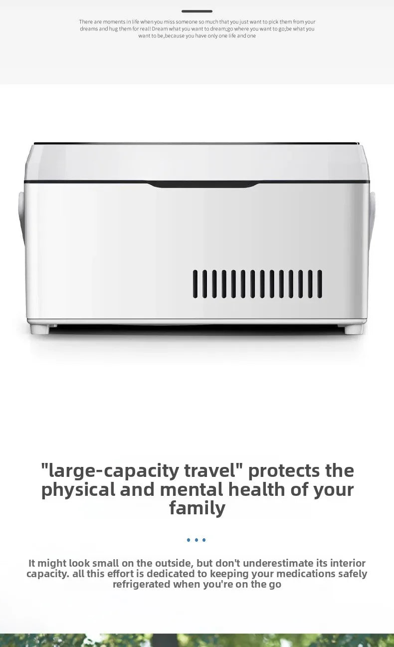 Home Outdoor Travel Car Train Airplane Dual Use Insulin Injections Cooler Fridge USB Rechargeable and Plug Portable Constant Temperature Medicine Storage Pills Case Medicines Cooler Refrigerator