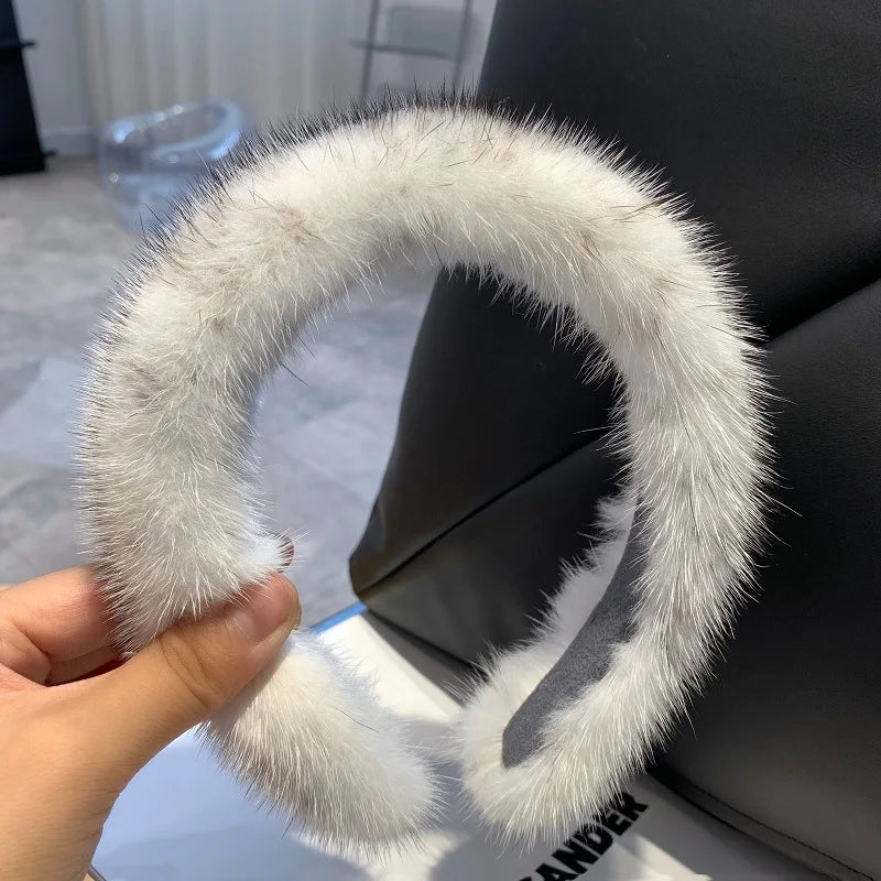 8 Colors  Hot Sale Women Luxury winter 100% Real Mink Fur Headbands High Quality Real Fur Hair Band Lady Fashion Hair Hoop Furry Gift