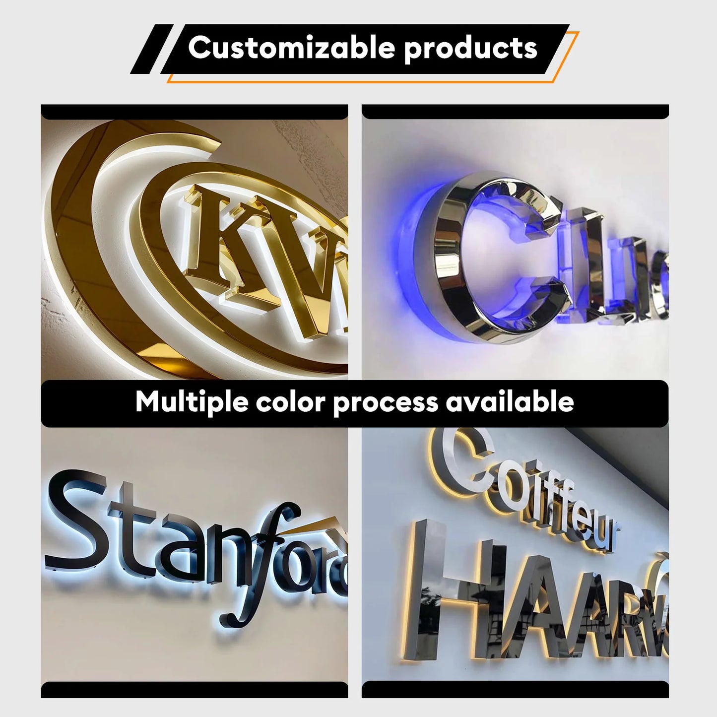 Custom and Contact Us 3D Led Business Signs Outdoor Led 3D Shops Signs for Business Indoor Metal Business Logo Signs