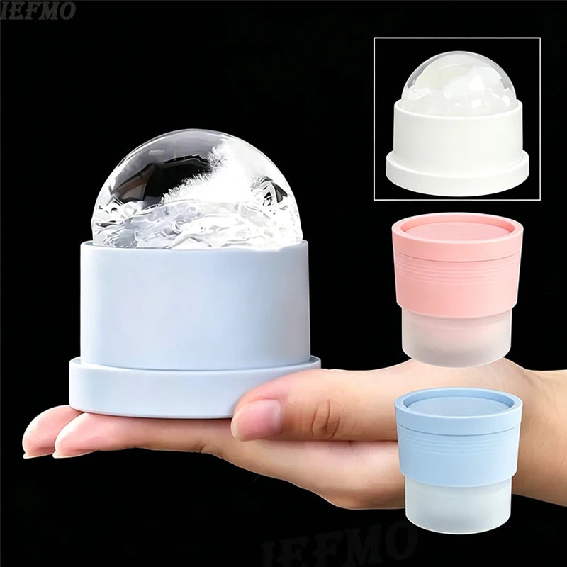 3 PCS Set Whiskey French Cognac Liquor Silicone Round Ice Hockey Mold Maker Large Spherical Ice Cube Grinder Suitable for Bar Home Kitchen Hotels Supplies Drinkware Pubs Barware Tools Set