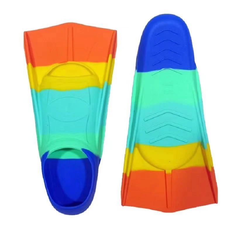 XS-XL Size Adults Kids Colorful Swimming Training Fins for Summer Beach Swimming  Elastic and Soft Silicone Diving Frog Shoes