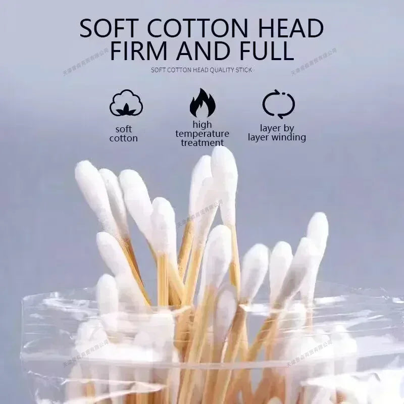 1000-2000 PCS Set  Wooden Bamboo Cotton Sticks Baby Cotton Swabs Cleaning of Ears Tampons Health Beauty Cotton Swab Make-Up Cleaning Ear Buds Cleaning Hygiene Supplies